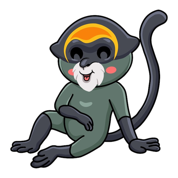 Vector cute de brazza's monkey cartoon sitting