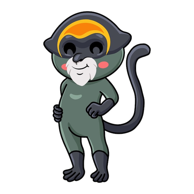 Vector cute de brazza's monkey cartoon standing