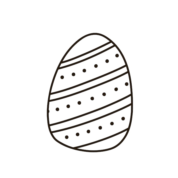 Cute decorated Easter egg isolated on white background Hand drawn illustration in doodle style