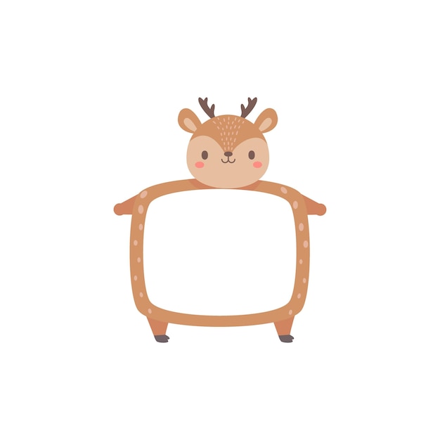 Vector cute deer cartoon text frame for children