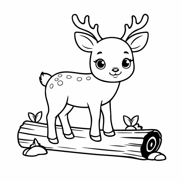 Vector cute deer coloring book design