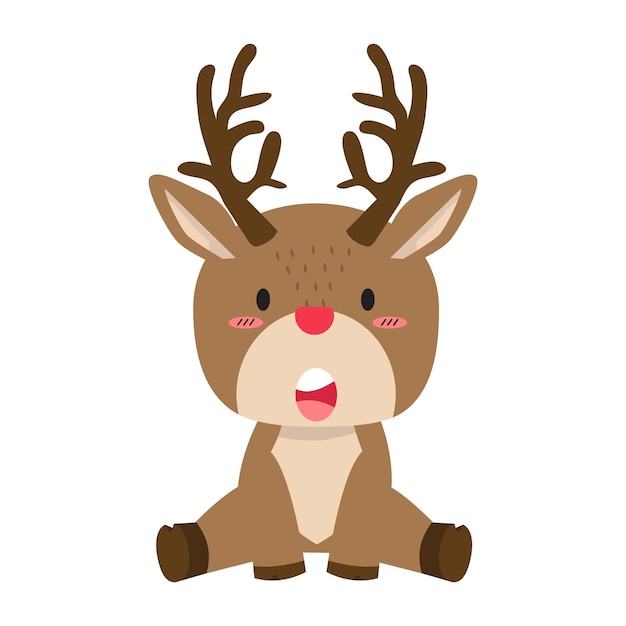 Cute deer flat animal cartoon