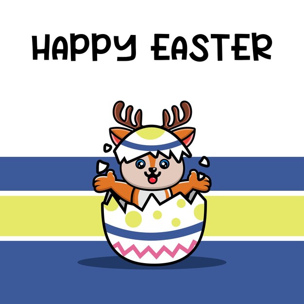 Cute deer happy easter background