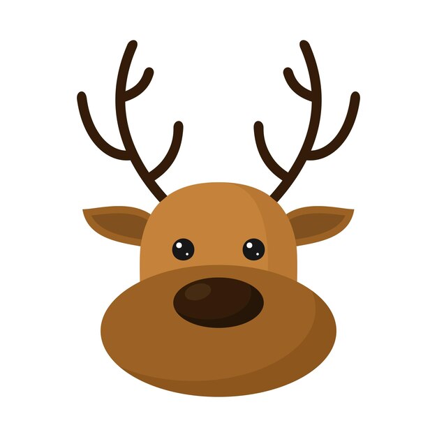 Vector cute deer head reindeer christmas symbol flat design template xmas deer