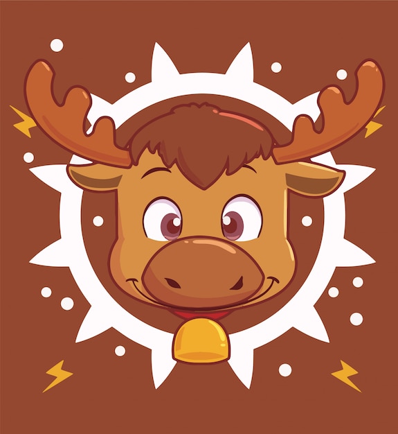 Vector cute deer head