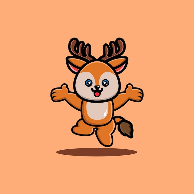 Cute deer jumping mascot character