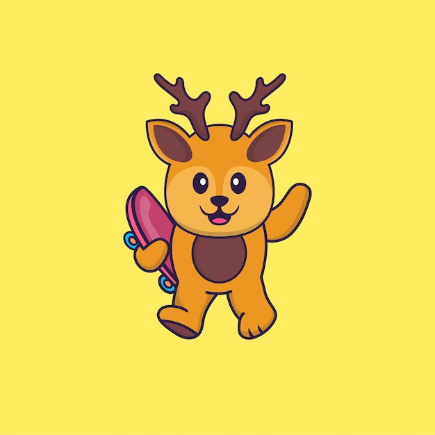 かわいい鹿のマスコットキャラクター。分離された動物漫画の概念。