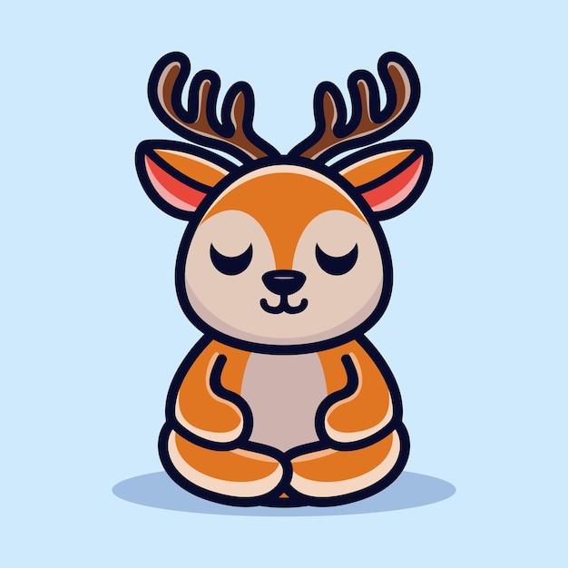 Cute deer do meditation premium vector