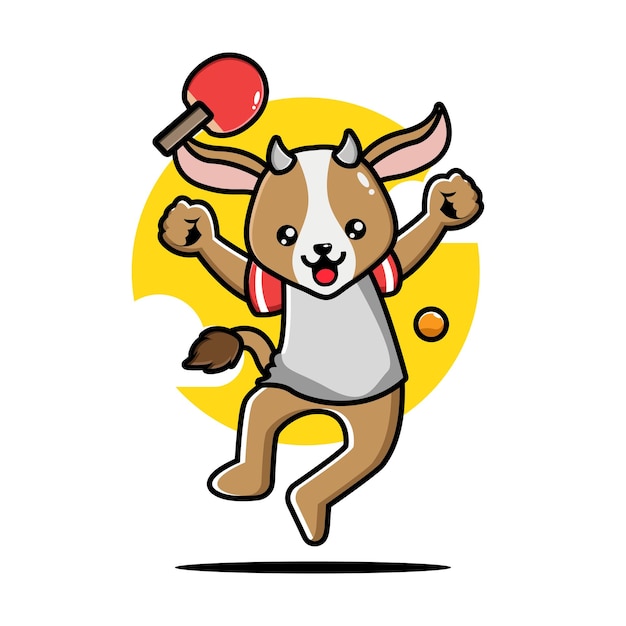 Cute deer playing table tennis