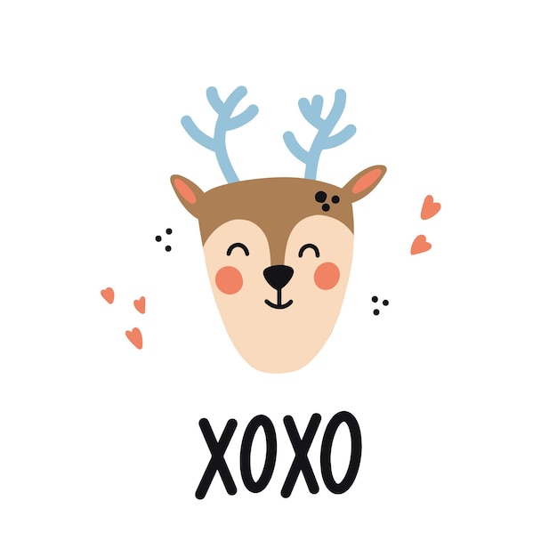 Cute deer vector handdrawn illustration great for kids clothing design posters wrapping paper