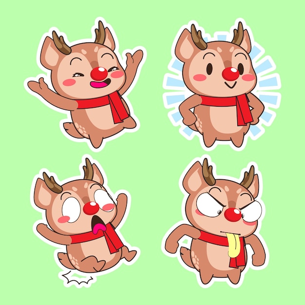 Cute deer vector set deer illustration