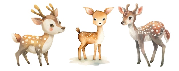 cute deer watercolor vector illustration