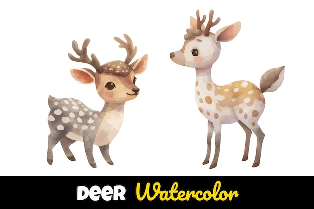 cute deer watercolour vector illustration