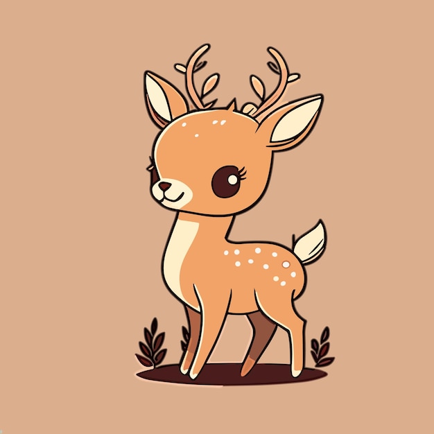 A cute deer with black eyes and a brown background