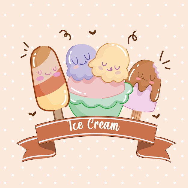 Vector cute delicious ice creams