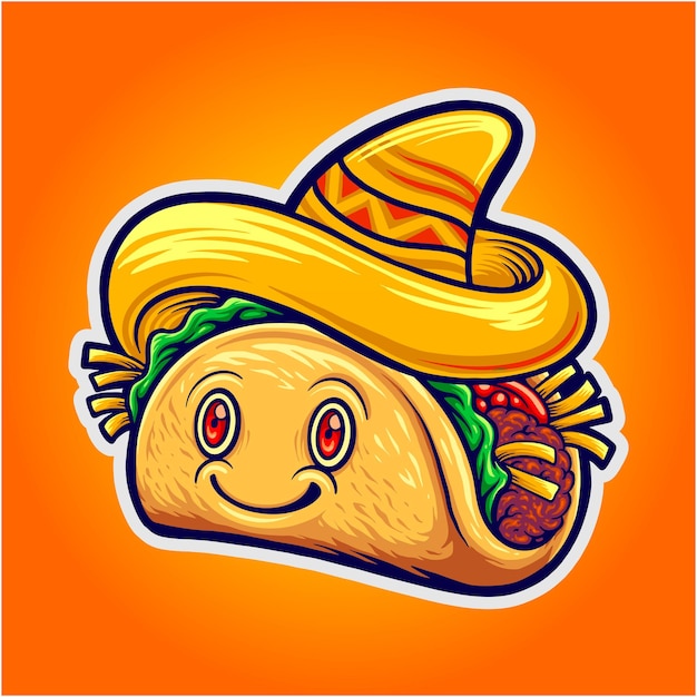 Vector cute delicious tacos restaurant vector illustrations for your work logo merchandise tshirt stickers and label designs poster greeting cards advertising business company or brands