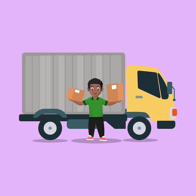 Cute delivery courier mascot design Premium Vector