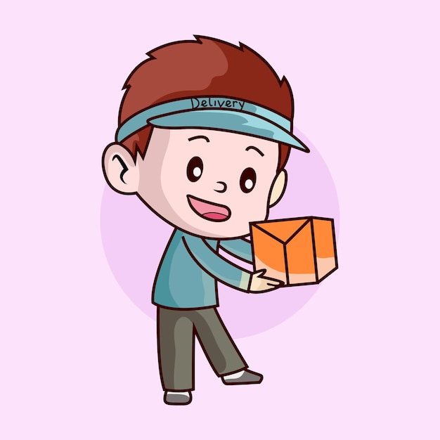 Cute delivery courier mascot design