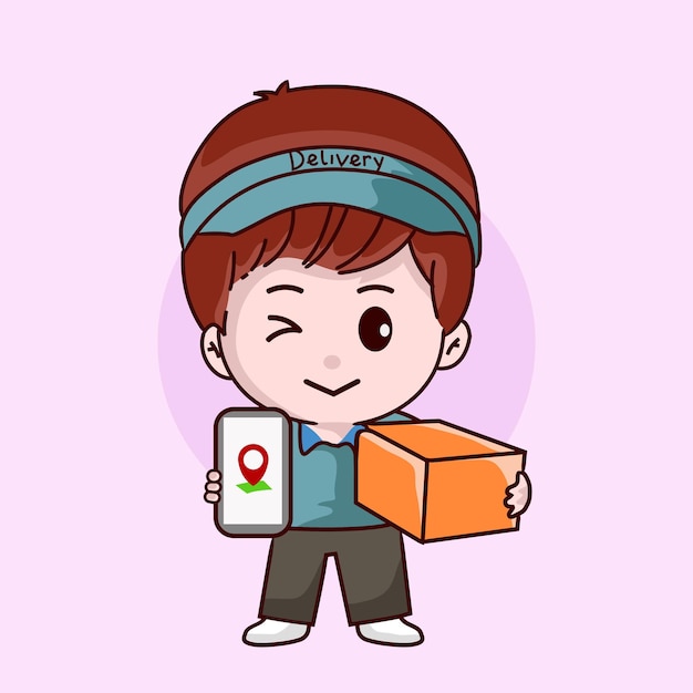 Vector cute delivery courier mascot design