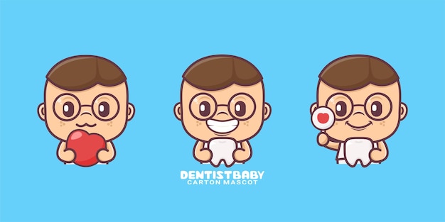 cute dentist baby cartoon mascot