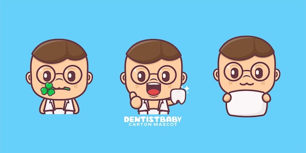 Vector cute dentist baby cartoon mascot