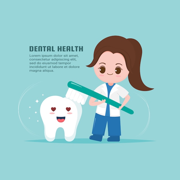 Cute dentist with tooth health template