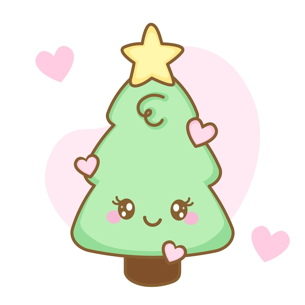 心の幸せなかわいいクリスマスツリーのかわいいデザイン