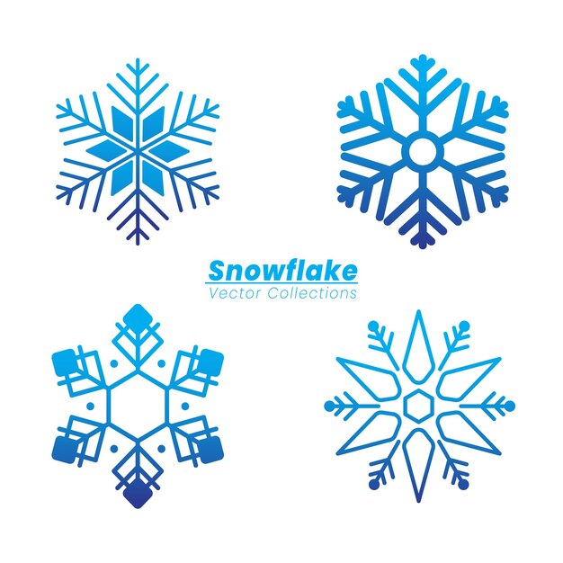 cute design of snowflake collections vector element set pack of flat snowflakes vector logo icon