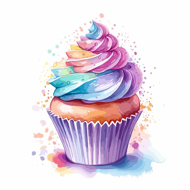 Vector cute dessert cupcake vector