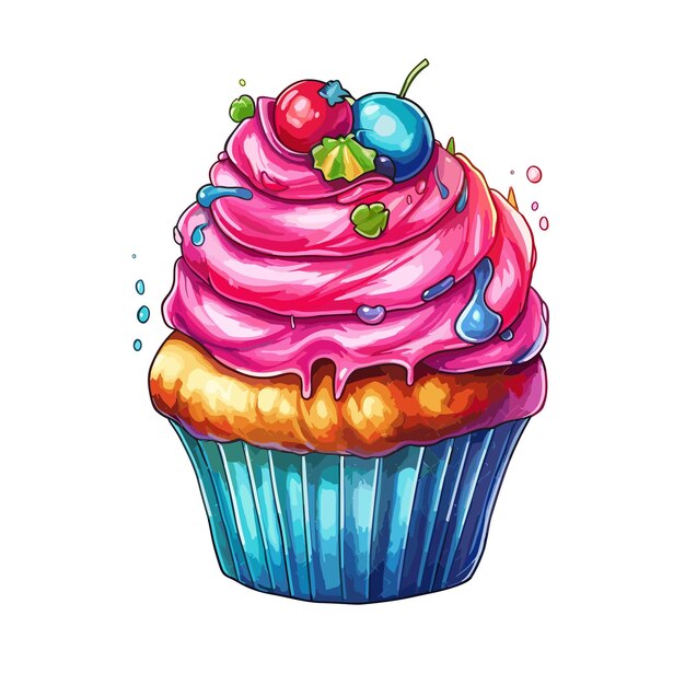 Vector cute dessert cupcake vector