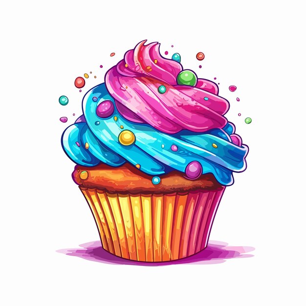 Vector cute dessert cupcake vector