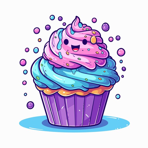 Cute dessert cupcake vector