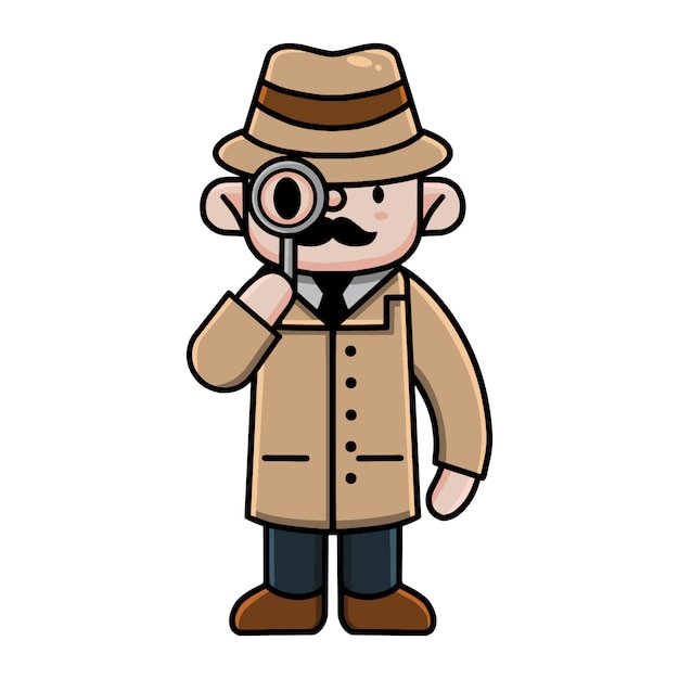 Vector cute detective cartoon character