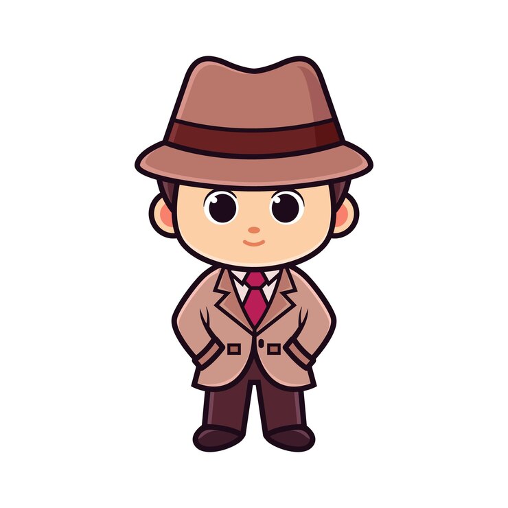 Vector cute detective cartoon mascot