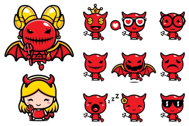 Simpatico disegno della mascotte del personaggio del diavolo