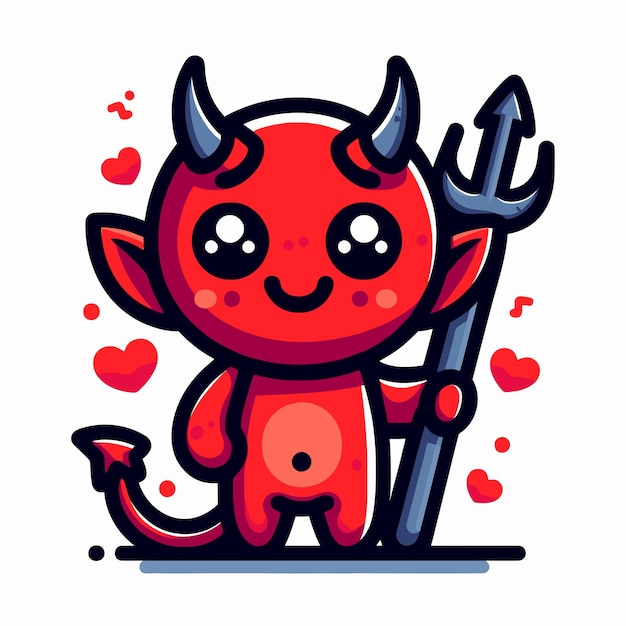 Vector a cute devil diablo in flat design style