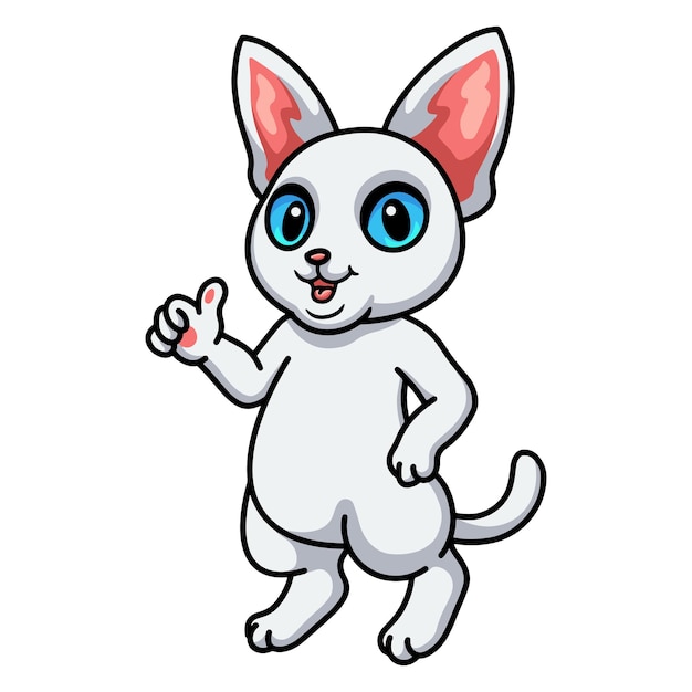 Cute devon rex cat cartoon giving thumb up