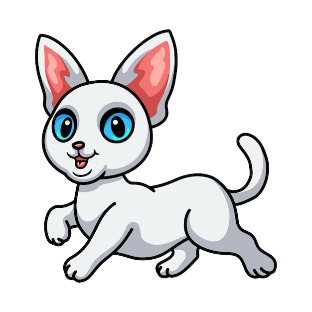 Cute devon rex cat cartoon jumping