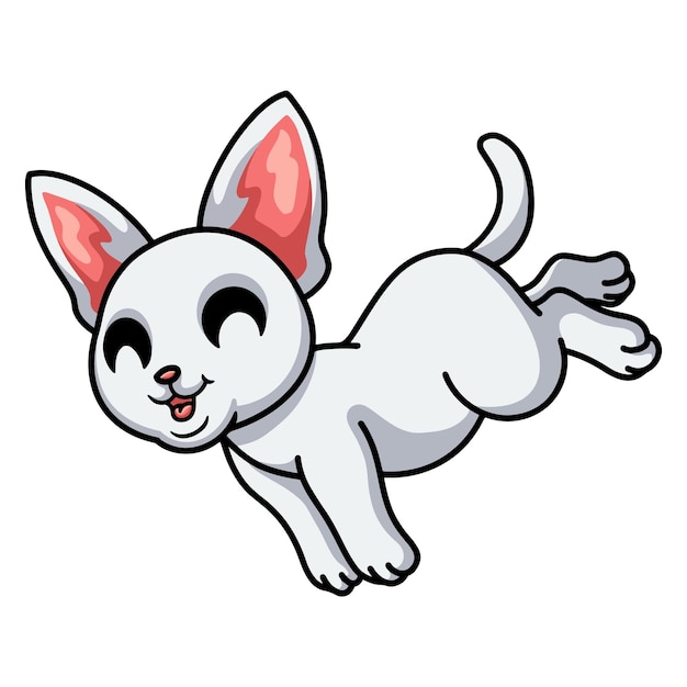 Cute devon rex cat cartoon jumping