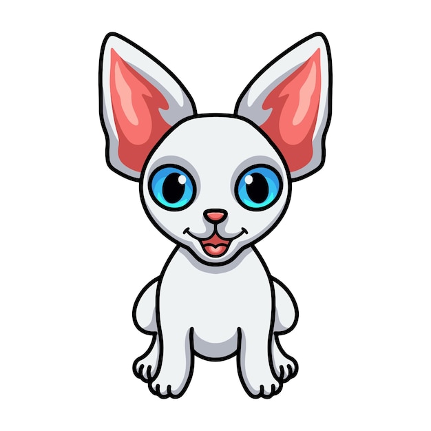 Cute devon rex cat cartoon sitting