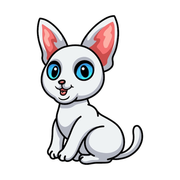 Cute devon rex cat cartoon sitting