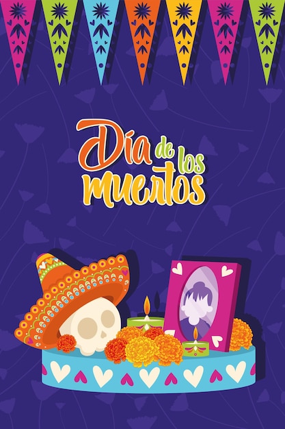 Cute dia de los muertos poster Vector