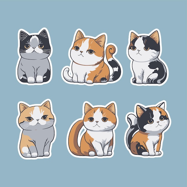 Cute different cats stickers