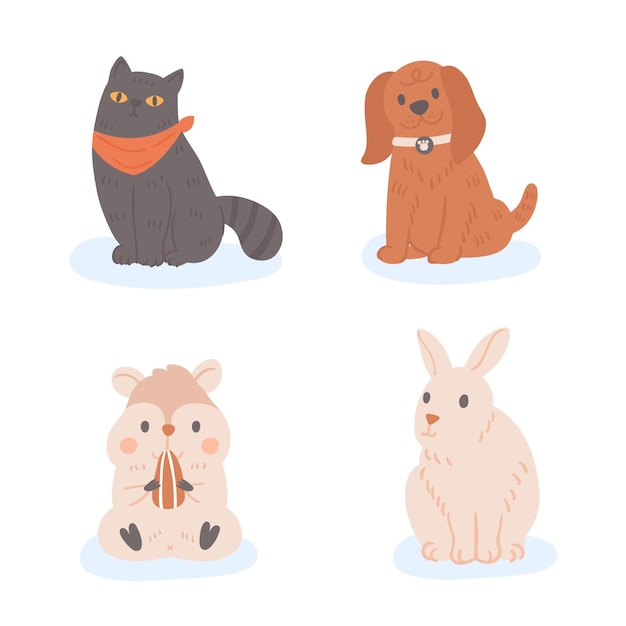 Cute different pets concept