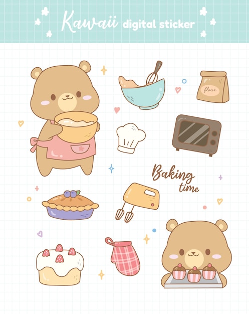 Cute digital sticker bakery