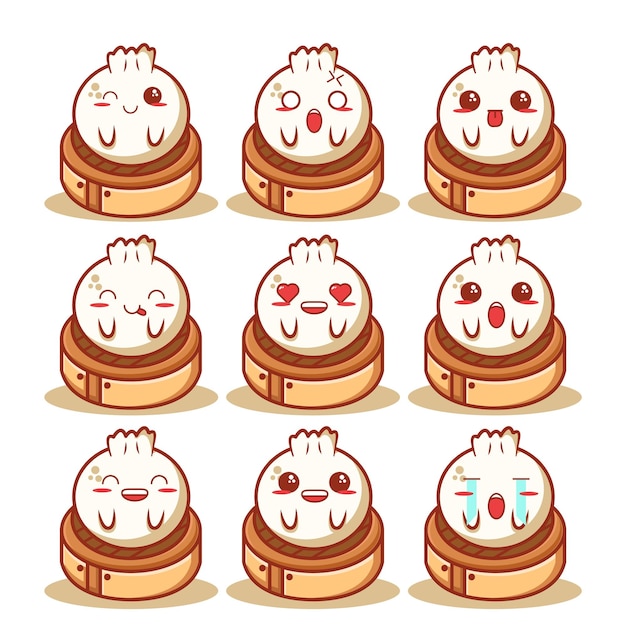 Cute dim sum food emoticon