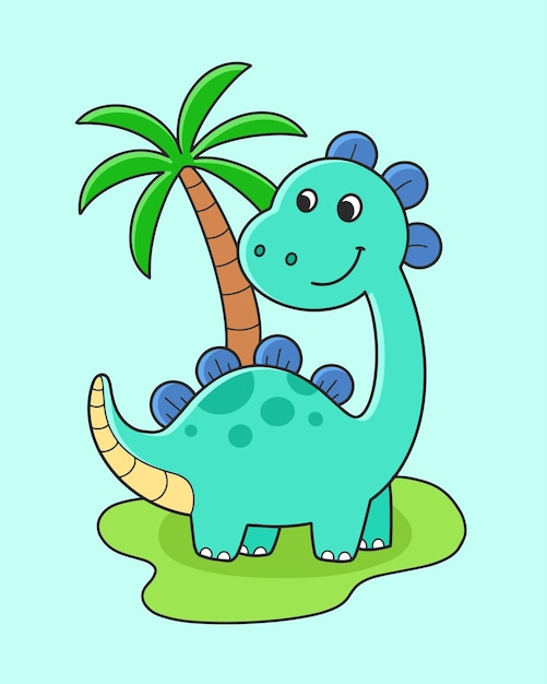 Cute dino brontosaurus cartoon vector illustration
