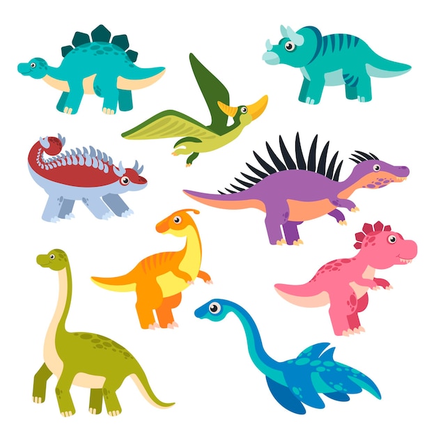 Cute dino cartoon dinosaurs baby dragons prehistoric monsters jurassic animals characters