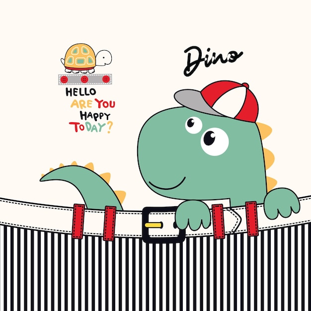 Vector cute dino and friend