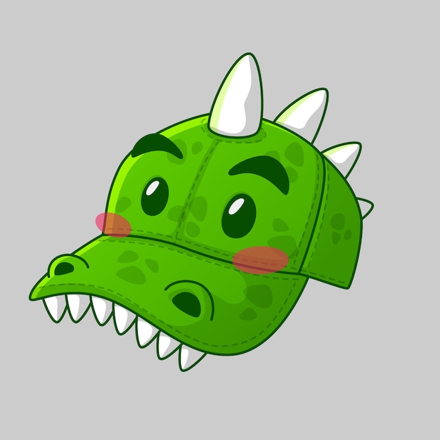 Vector cute dino hat mascot